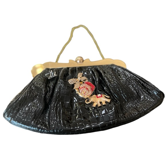 Iris Lane Handbags - Iris Lane Black Clutch with Rhinestone Handbag